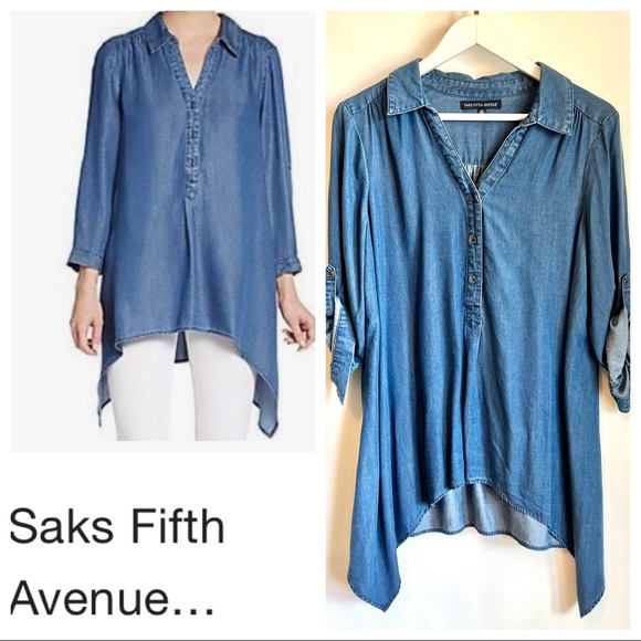 Saks Fifth Avenue Tops - Saks 5th Avenue Chambray Tunic Top